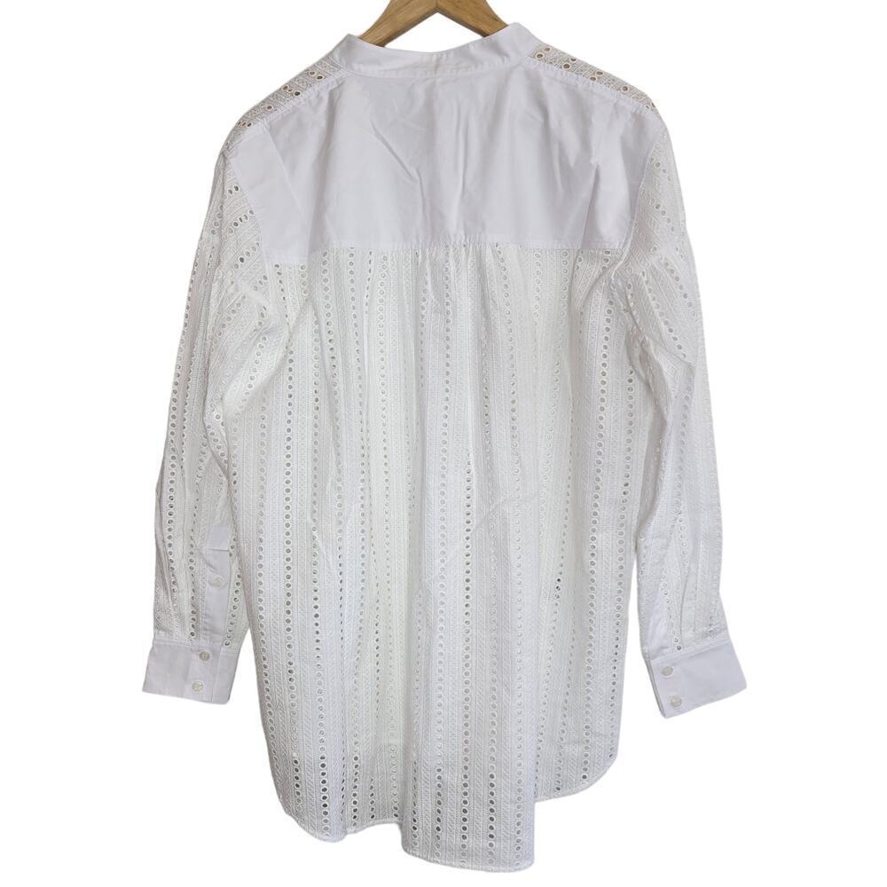 NWT Thakoon White Button Down Shirt Medium Oversized Eyelet Coquette Boho Sheer - Picture 5 of 10